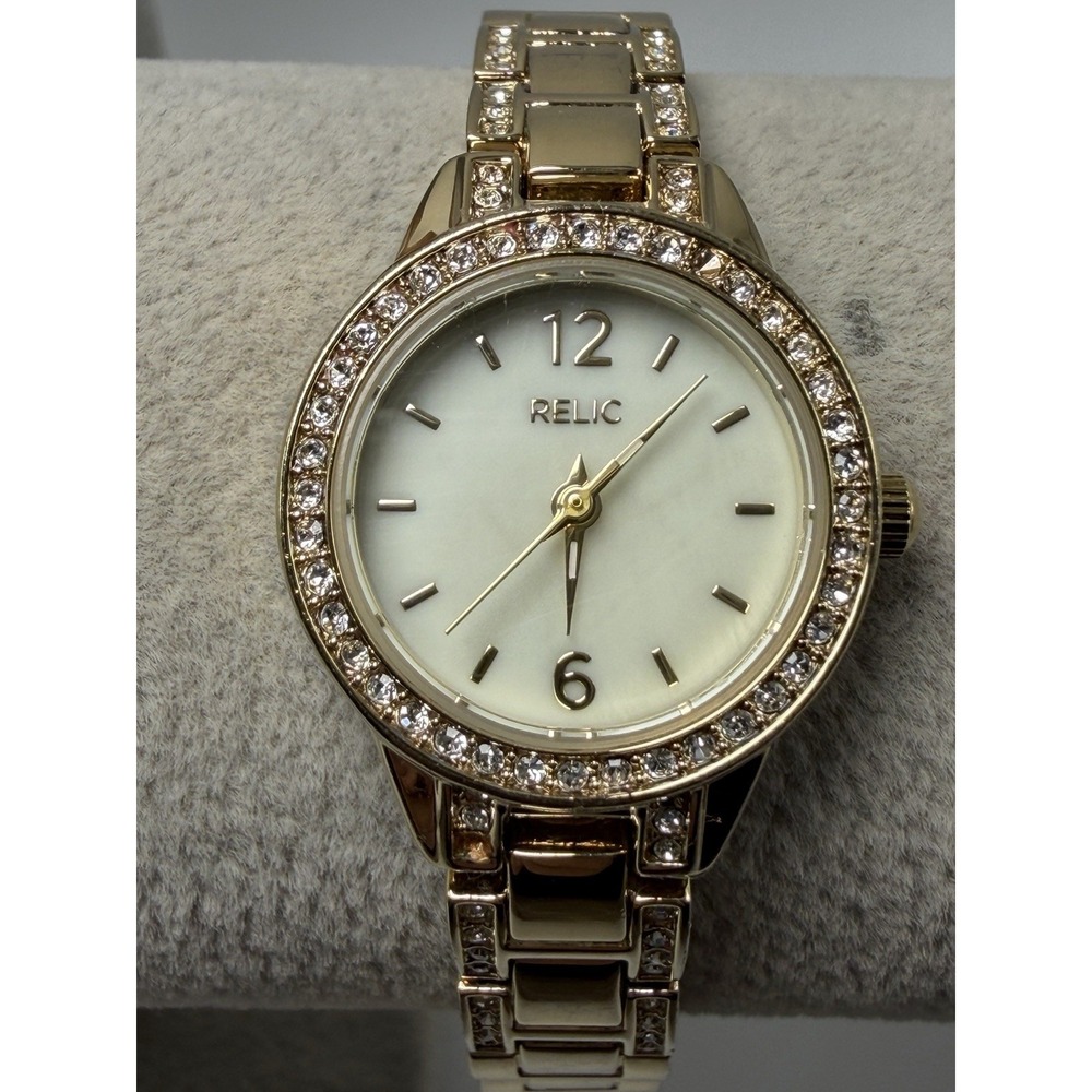 Relic Tenley ZR34506 New Battery Ladies Watch 23MM 5.5" Gold Tone